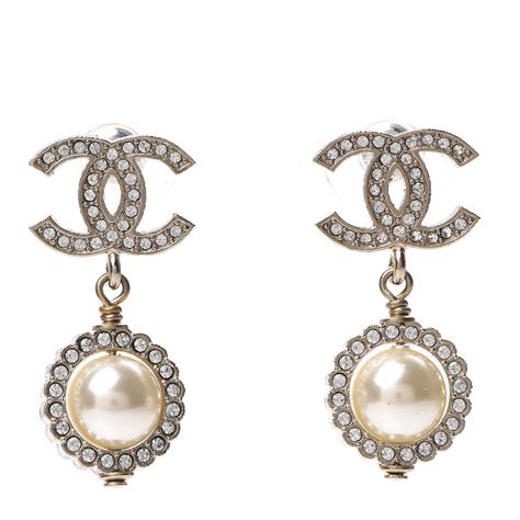 chanel pearl cc earrings gold|Chanel pearl drop earrings price.